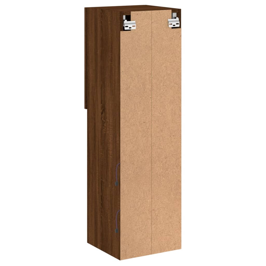 Tv-Benk Med Led-Lys Brun Eik 30,5X30X102 Cm