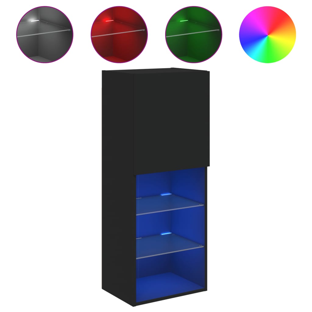 Tv-Benk Med Led-Lys Svart 40,5X30X102 Cm