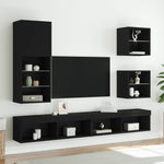Tv-Benk Med Led-Lys Svart 40,5X30X102 Cm
