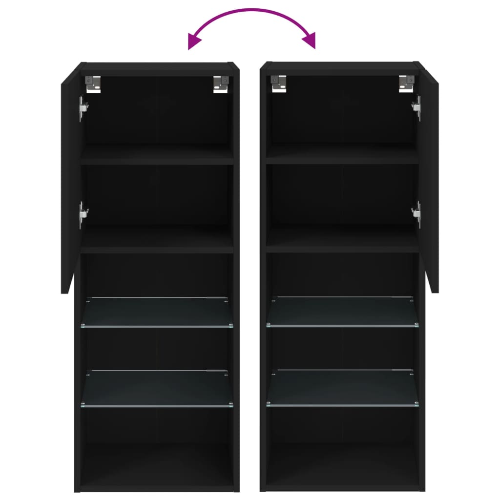 Tv-Benk Med Led-Lys Svart 40,5X30X102 Cm