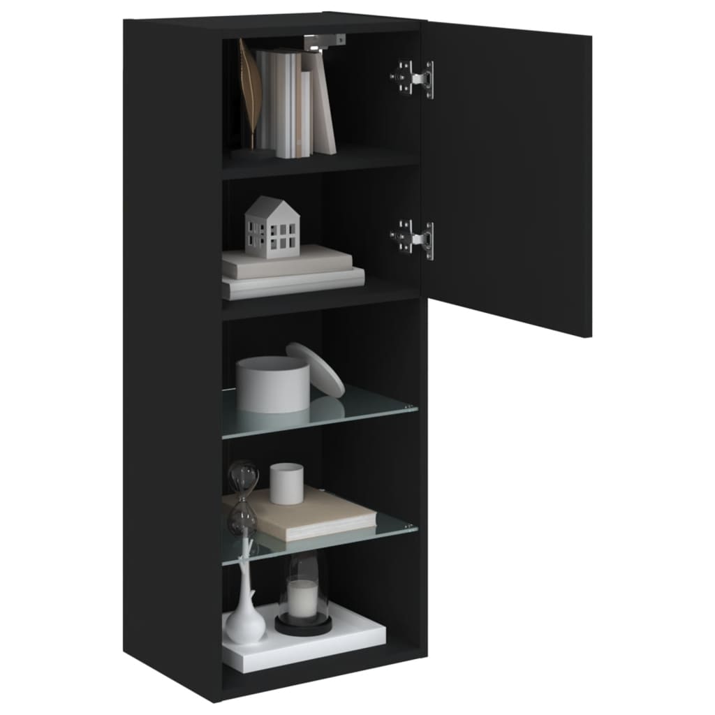 Tv-Benk Med Led-Lys Svart 40,5X30X102 Cm