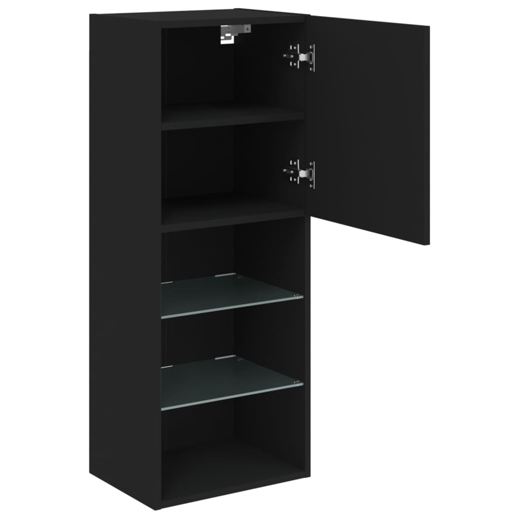Tv-Benk Med Led-Lys Svart 40,5X30X102 Cm