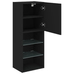 Tv-Benk Med Led-Lys Svart 40,5X30X102 Cm