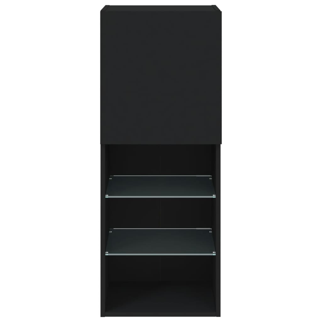Tv-Benk Med Led-Lys Svart 40,5X30X102 Cm