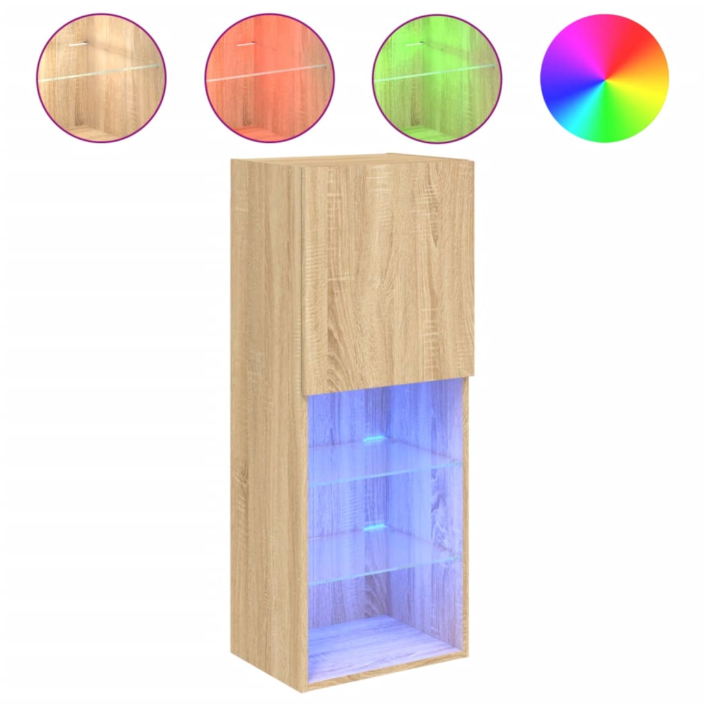 Tv-Benk Med Led-Lys Sonoma Eik 40,5X30X102 Cm