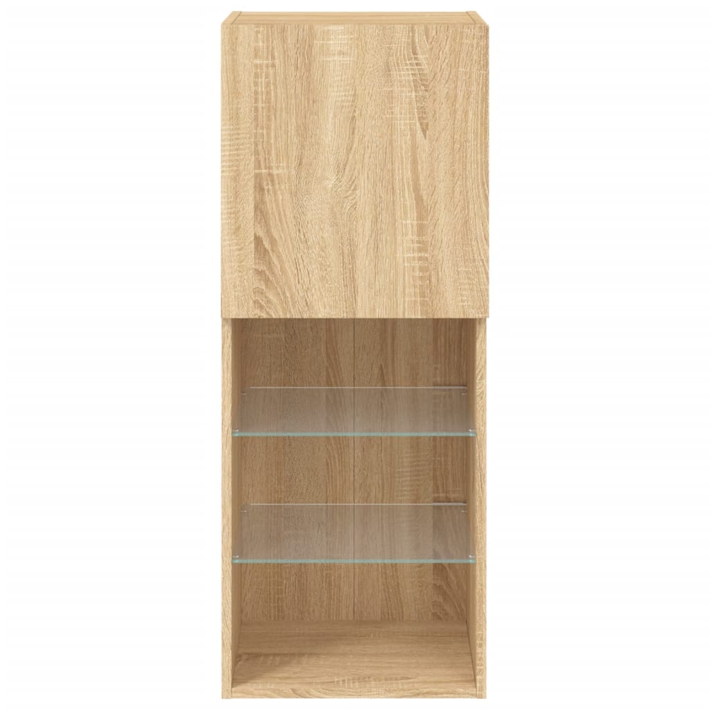 Tv-Benk Med Led-Lys Sonoma Eik 40,5X30X102 Cm