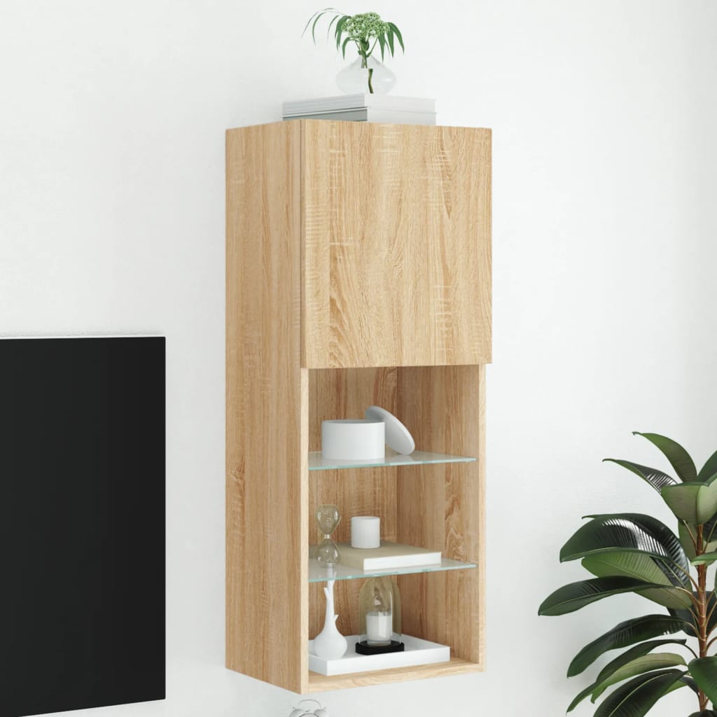 Tv-Benk Med Led-Lys Sonoma Eik 40,5X30X102 Cm