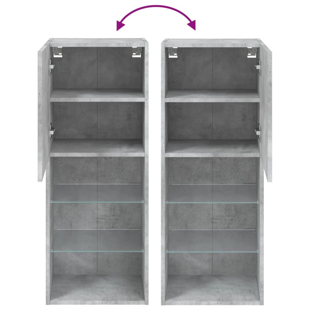 Tv-Benk Med Led-Lys Betonggrå 40,5X30X102 Cm