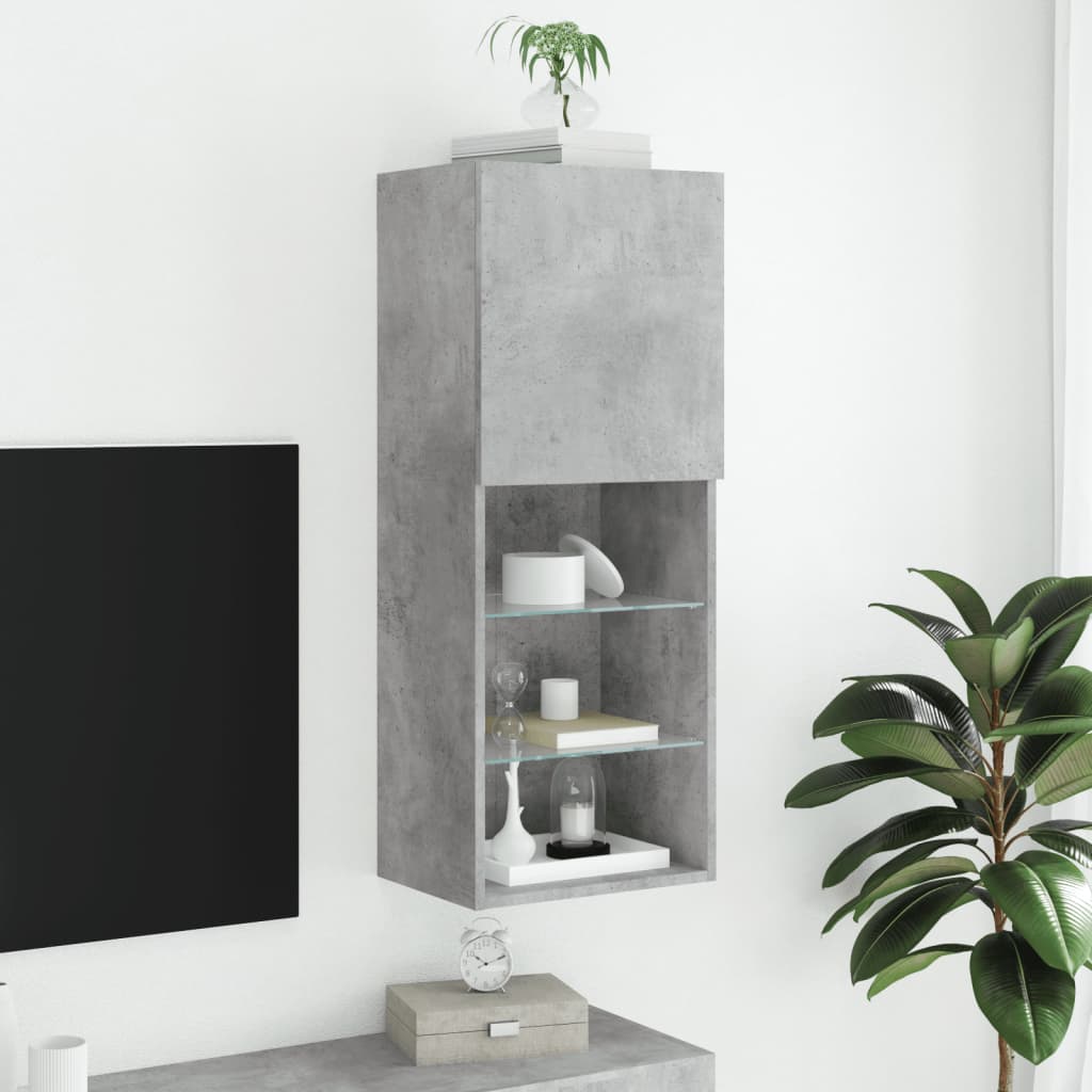 Tv-Benk Med Led-Lys Betonggrå 40,5X30X102 Cm