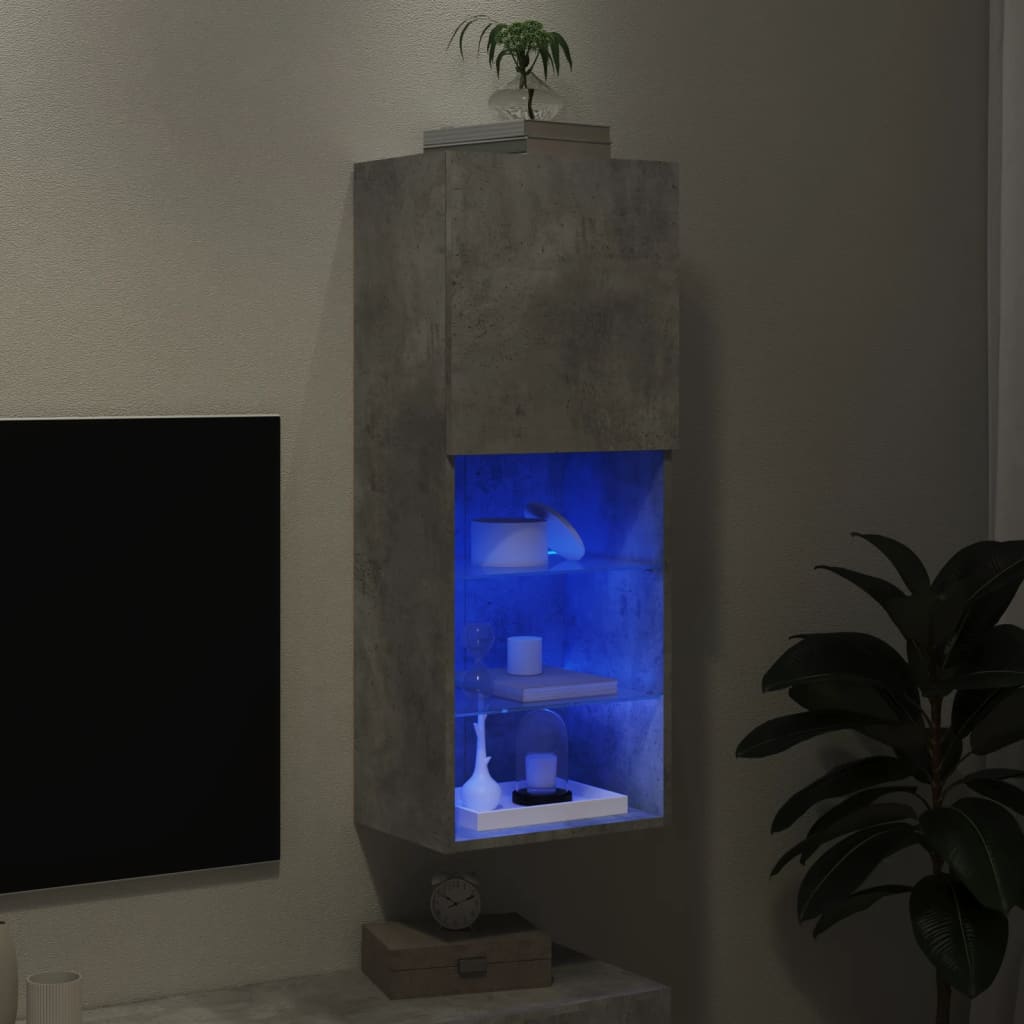 Tv-Benk Med Led-Lys Betonggrå 40,5X30X102 Cm
