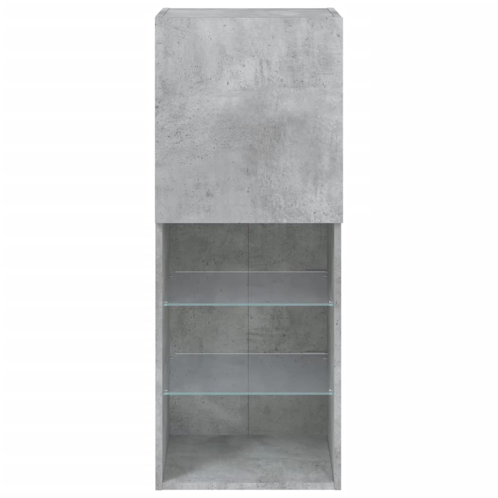 Tv-Benk Med Led-Lys Betonggrå 40,5X30X102 Cm