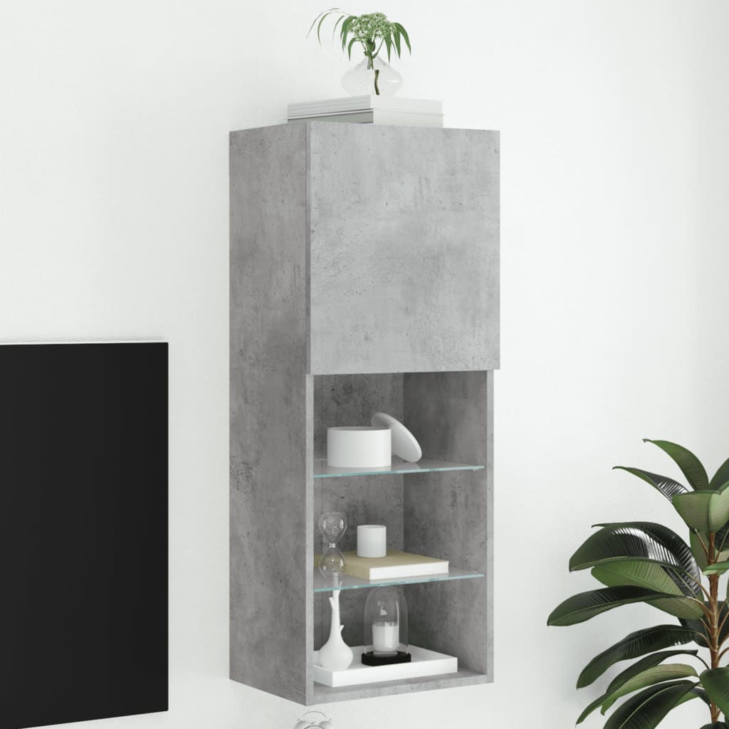 Tv-Benk Med Led-Lys Betonggrå 40,5X30X102 Cm