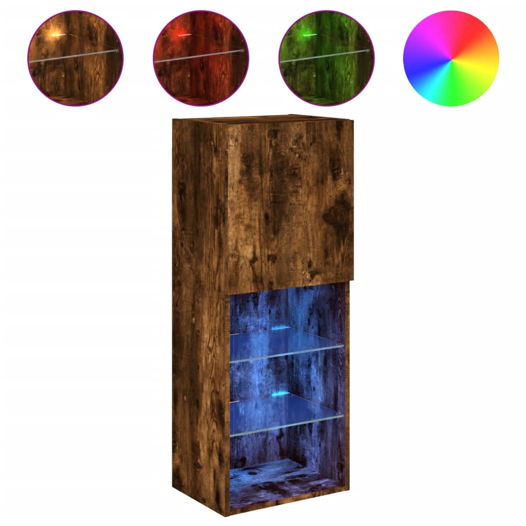 Tv-Benk Med Led-Lys Røkt Eik 40,5X30X102 Cm