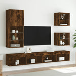 Tv-Benk Med Led-Lys Røkt Eik 40,5X30X102 Cm