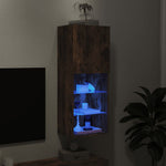 Tv-Benk Med Led-Lys Røkt Eik 40,5X30X102 Cm