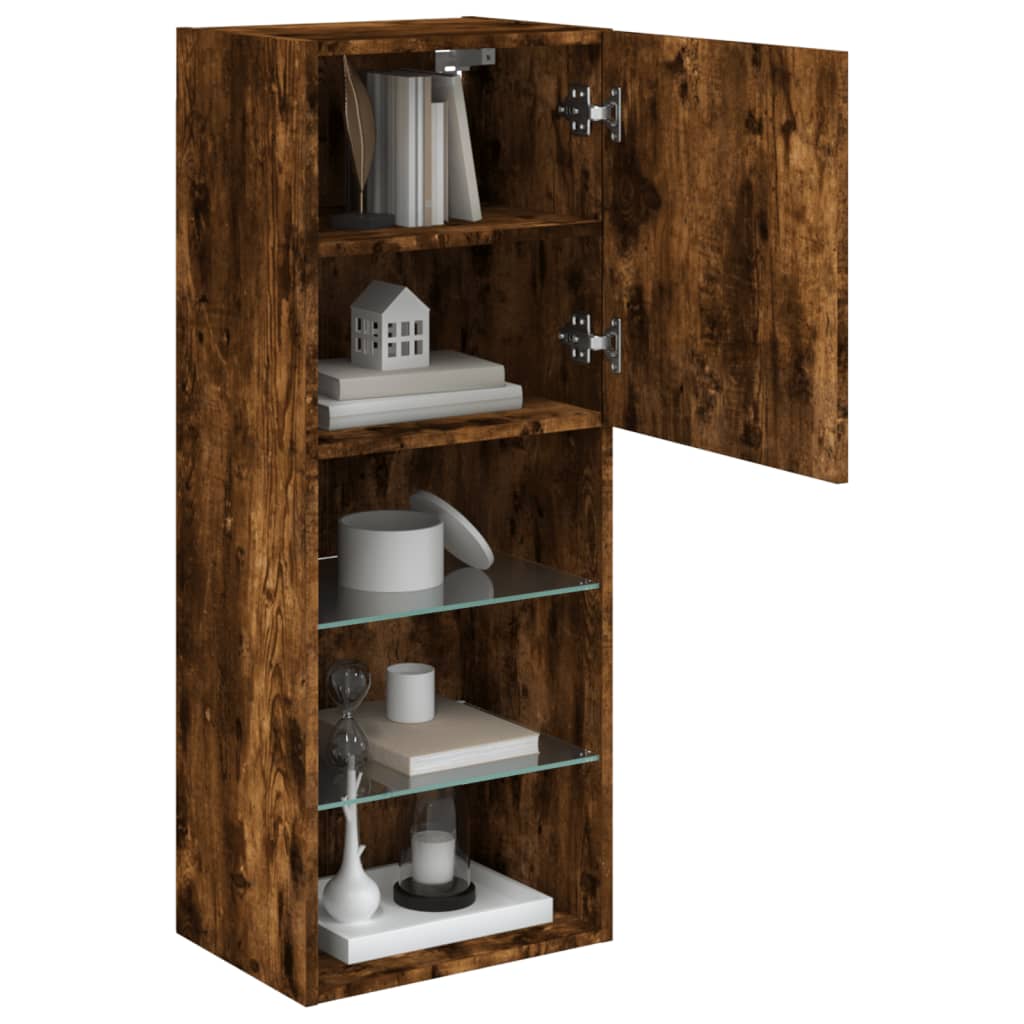 Tv-Benk Med Led-Lys Røkt Eik 40,5X30X102 Cm