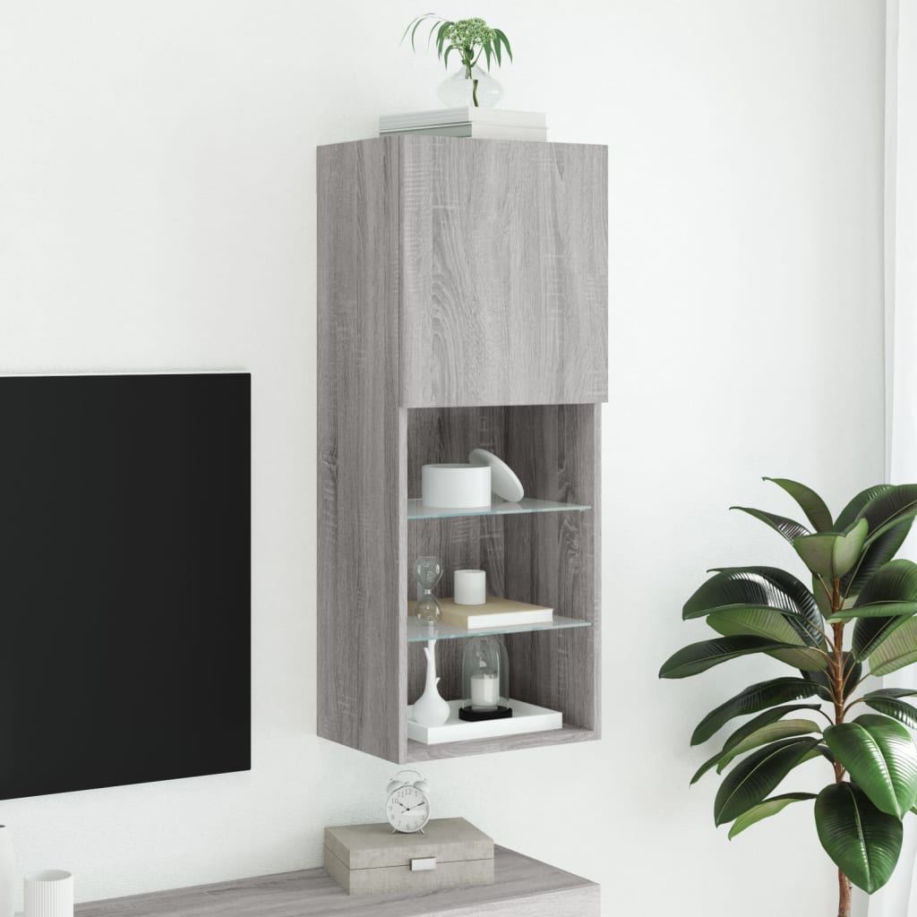 Tv-Benk Med Led-Lys Grå Sonoma 40,5X30X102 Cm