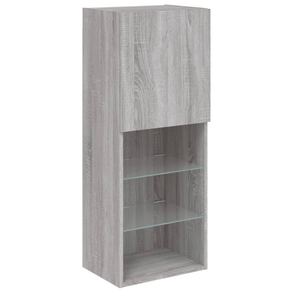 Tv-Benk Med Led-Lys Grå Sonoma 40,5X30X102 Cm