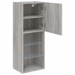 Tv-Benk Med Led-Lys Grå Sonoma 40,5X30X102 Cm