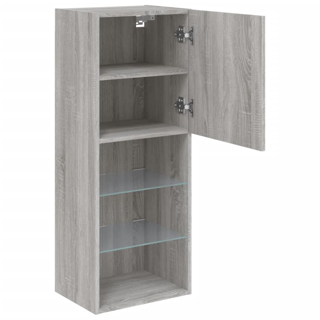 Tv-Benk Med Led-Lys Grå Sonoma 40,5X30X102 Cm