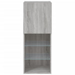 Tv-Benk Med Led-Lys Grå Sonoma 40,5X30X102 Cm