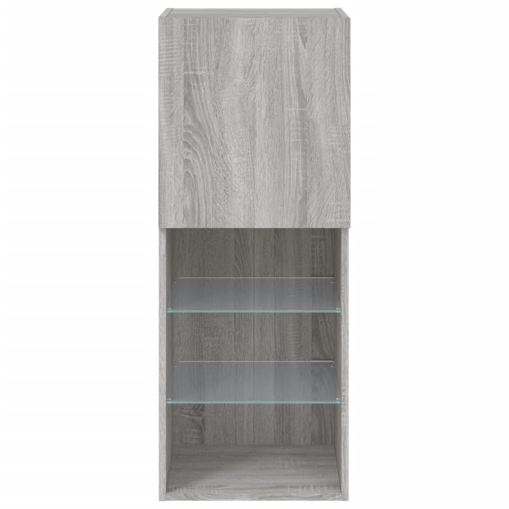 Tv-Benk Med Led-Lys Grå Sonoma 40,5X30X102 Cm