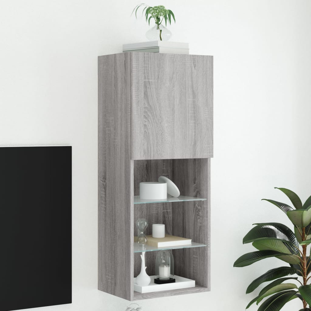 Tv-Benk Med Led-Lys Grå Sonoma 40,5X30X102 Cm