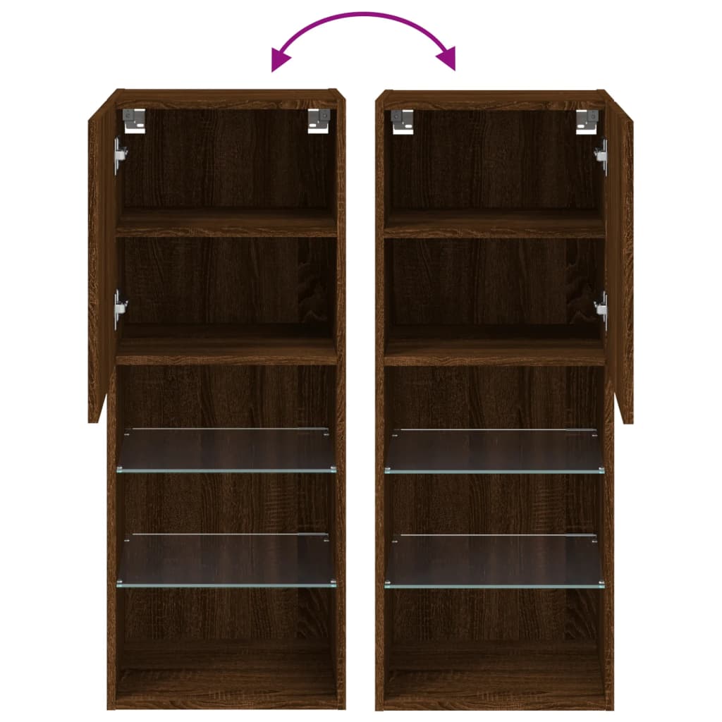 Tv-Benk Med Led-Lys Brun Eik 40,5X30X102 Cm