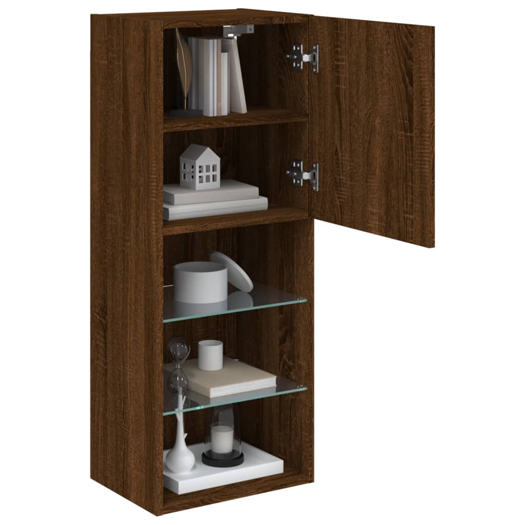 Tv-Benk Med Led-Lys Brun Eik 40,5X30X102 Cm