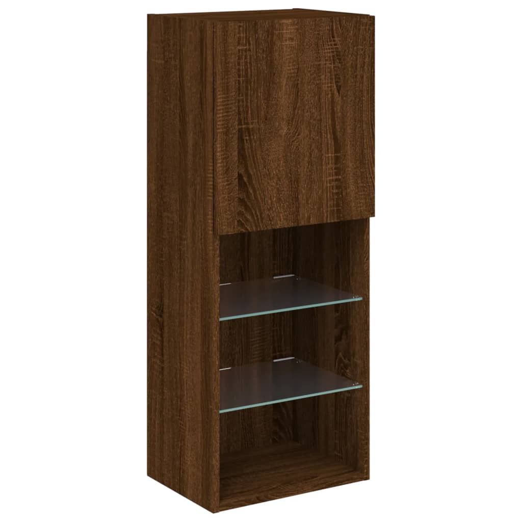 Tv-Benk Med Led-Lys Brun Eik 40,5X30X102 Cm