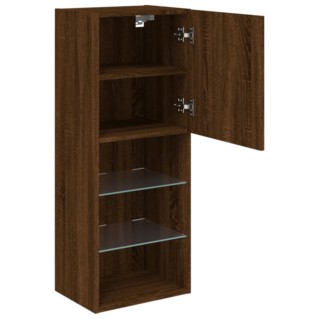 Tv-Benk Med Led-Lys Brun Eik 40,5X30X102 Cm