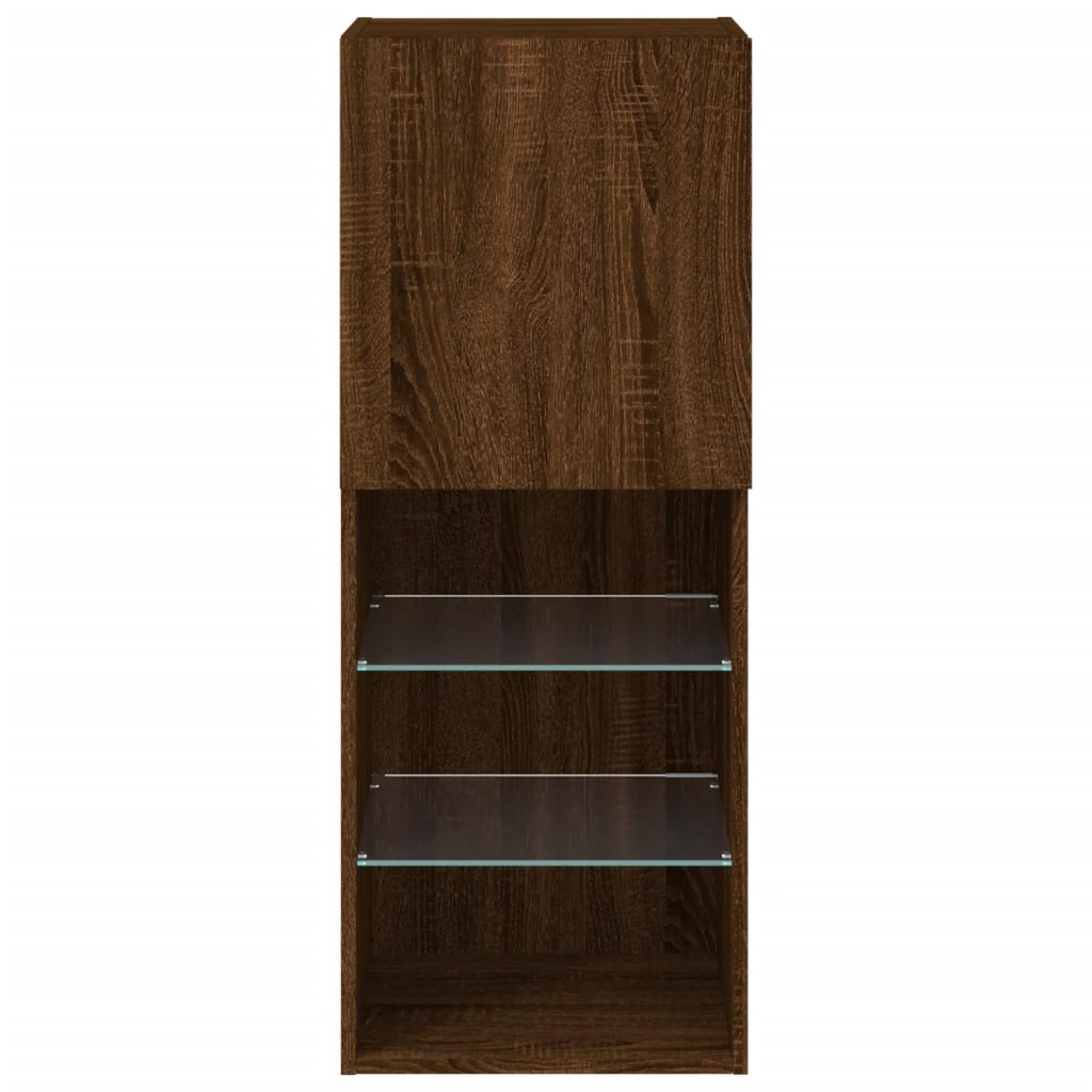 Tv-Benk Med Led-Lys Brun Eik 40,5X30X102 Cm