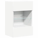 Vegghengte Skap Med Led-Lys For Tv 2 Stk Hvit 40X30X60,5 Cm
