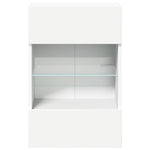 Vegghengte Skap Med Led-Lys For Tv 2 Stk Hvit 40X30X60,5 Cm
