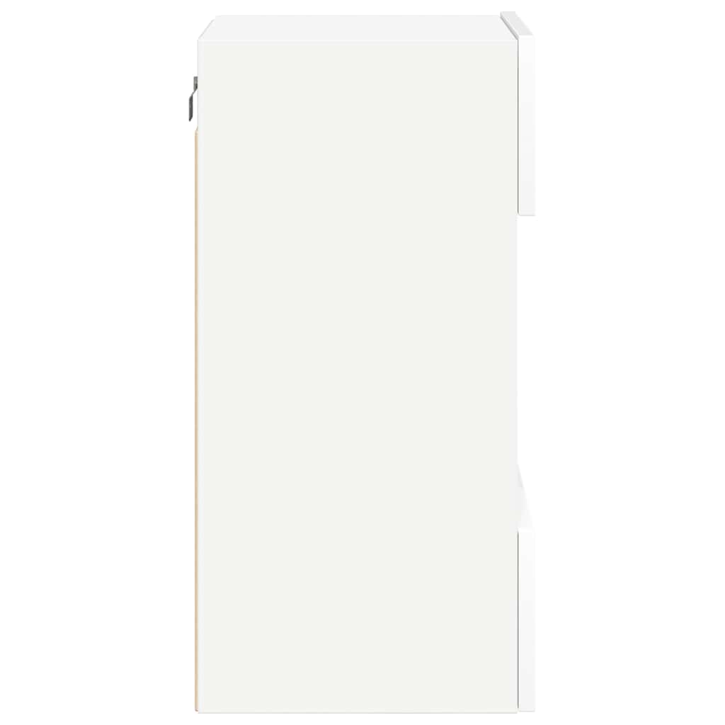 Vegghengte Skap Med Led-Lys For Tv 2 Stk Hvit 40X30X60,5 Cm