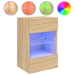 Vegghengt Tv-Benk Med Led Sonoma Eik 40X30X60,5 Cm