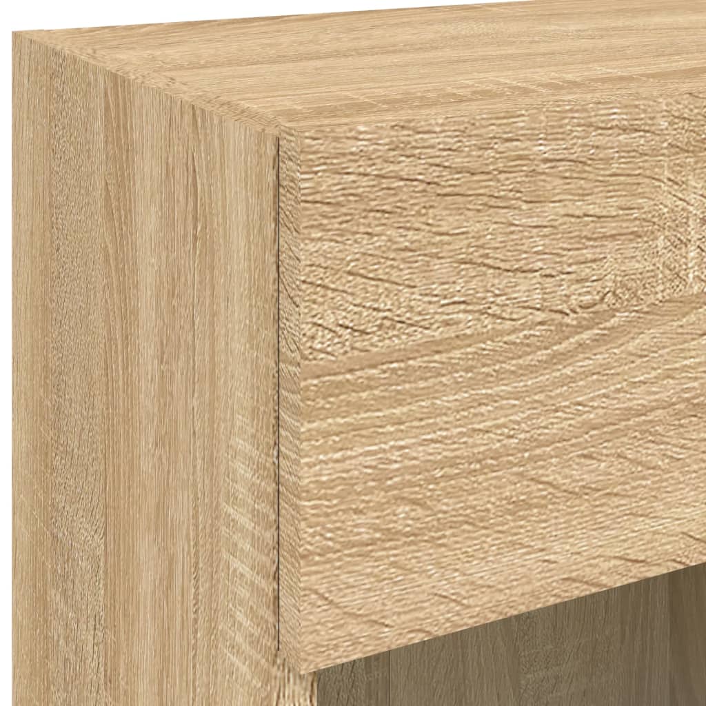 Vegghengt Tv-Benk Med Led Sonoma Eik 40X30X60,5 Cm
