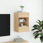 Vegghengt Tv-Benk Med Led Sonoma Eik 40X30X60,5 Cm
