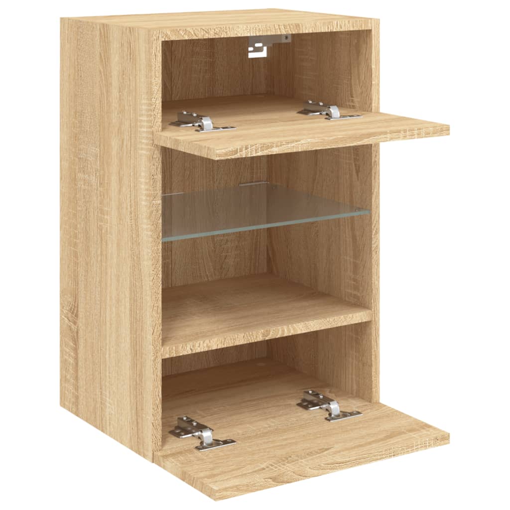 Vegghengt Tv-Benk Med Led Sonoma Eik 40X30X60,5 Cm