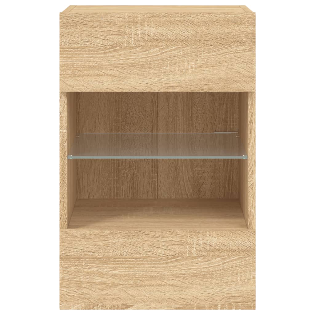 Vegghengt Tv-Benk Med Led Sonoma Eik 40X30X60,5 Cm