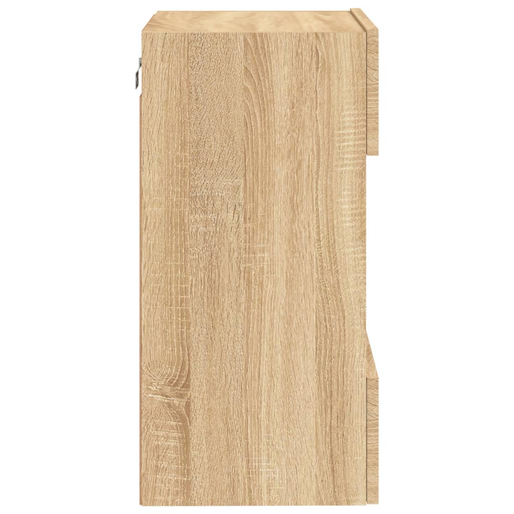 Vegghengt Tv-Benk Med Led Sonoma Eik 40X30X60,5 Cm