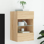 Vegghengt Tv-Benk Med Led Sonoma Eik 40X30X60,5 Cm