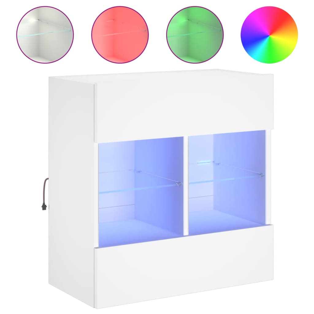 Vegghengt Tv-Benk Med Led Hvit 58,5X30X60,5 Cm