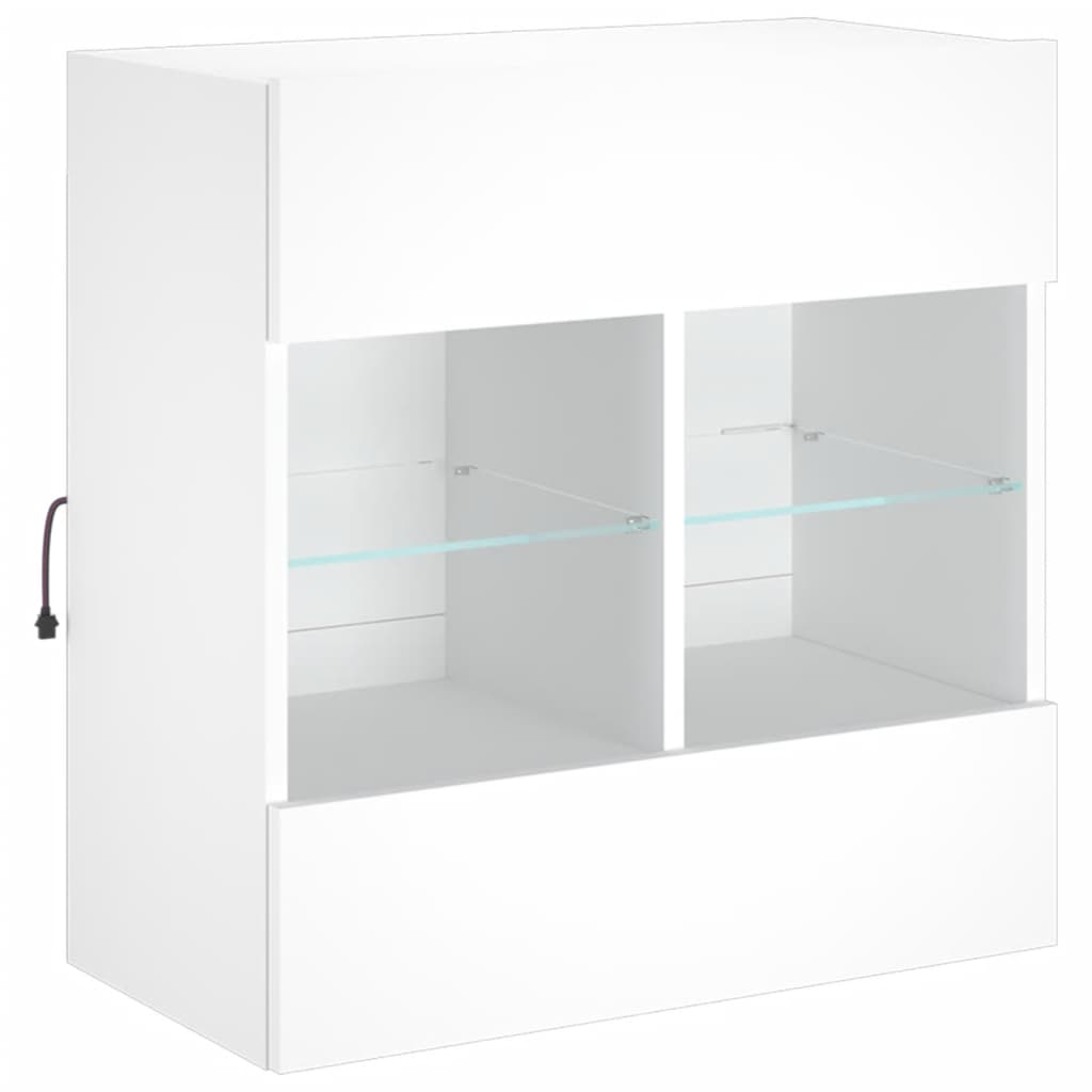 Vegghengt Tv-Benk Med Led Hvit 58,5X30X60,5 Cm