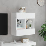 Vegghengt Tv-Benk Med Led Hvit 58,5X30X60,5 Cm