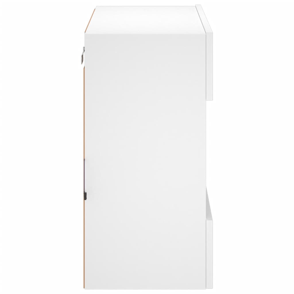 Vegghengt Tv-Benk Med Led Hvit 58,5X30X60,5 Cm