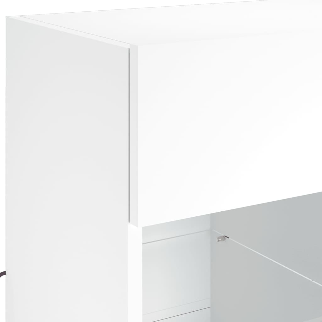 Vegghengt Tv-Benk Med Led Hvit 58,5X30X60,5 Cm