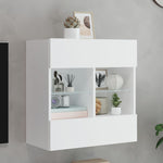 Vegghengt Tv-Benk Med Led Hvit 58,5X30X60,5 Cm