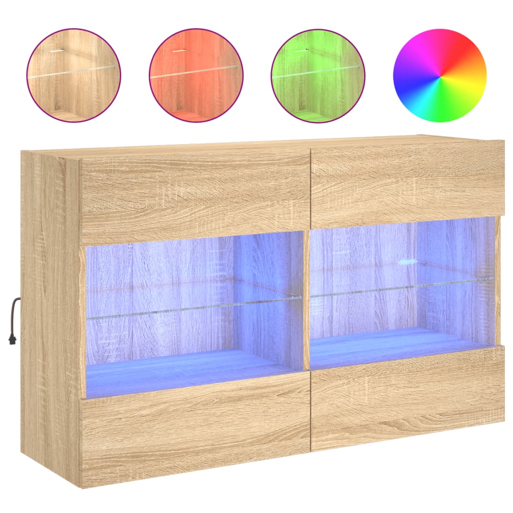 Vegghengt Tv-Benk Med Led Sonoma Eik 98,5X30X60,5 Cm