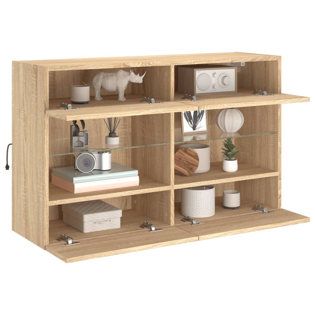 Vegghengt Tv-Benk Med Led Sonoma Eik 98,5X30X60,5 Cm